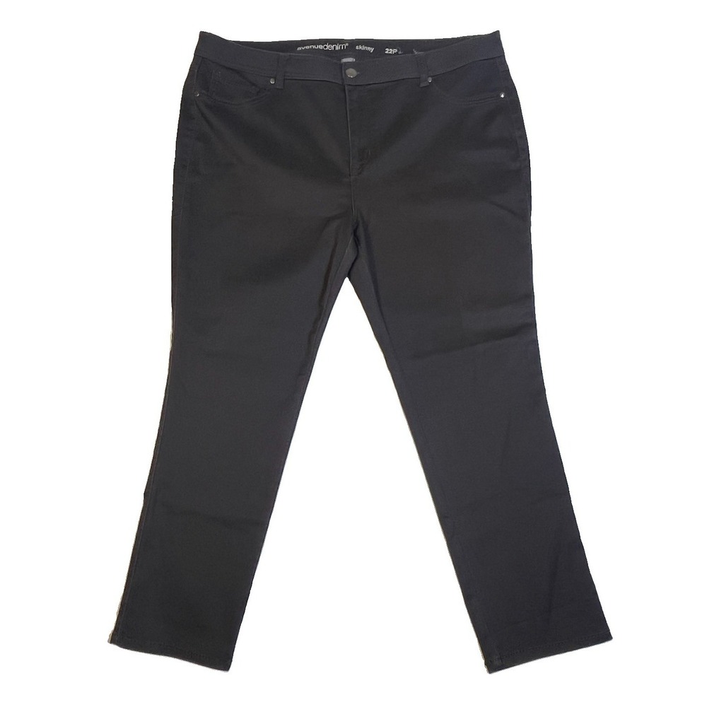 Avenue Denim Skinny Pants Womens 22P Black Stretch Petite NWT Slim Career Casual